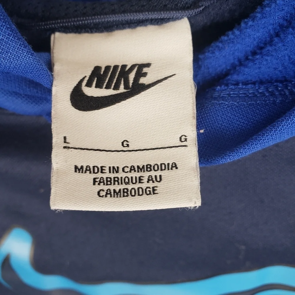 Nike Boys Blue and Navy Swoosh Hoodie Sz L